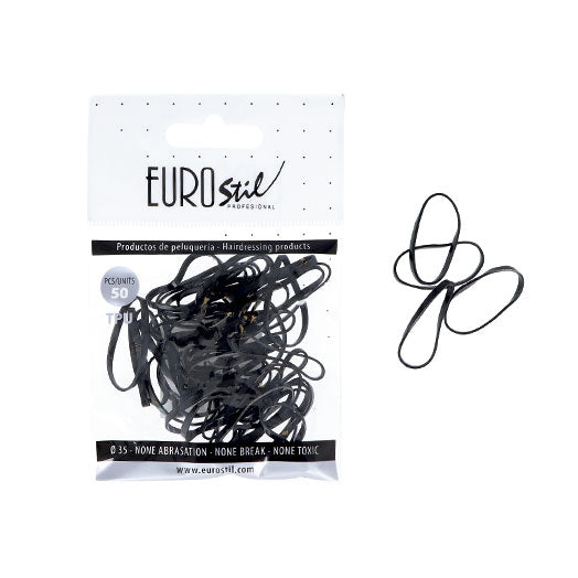 Gomas Negras TPU (50 Uds) | Sujeción Segura para Peinados Profesionales
