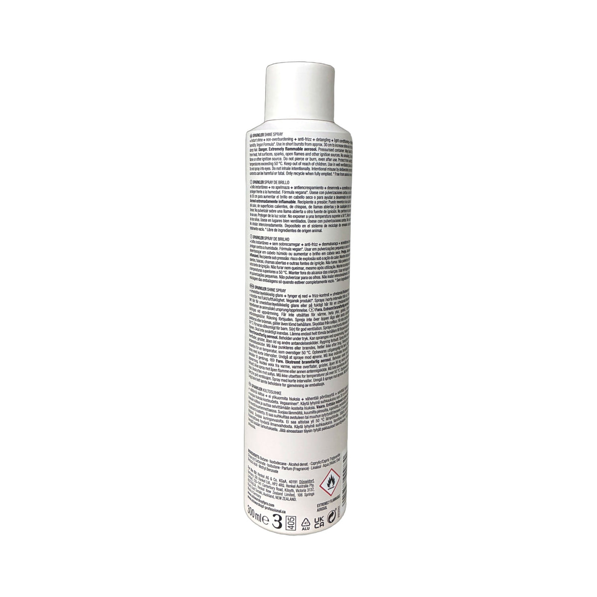 Schwarzkopf OSiS+ Sparkler | Spray de Brillo Profesional – vista trasera, ingredientes y modo de uso