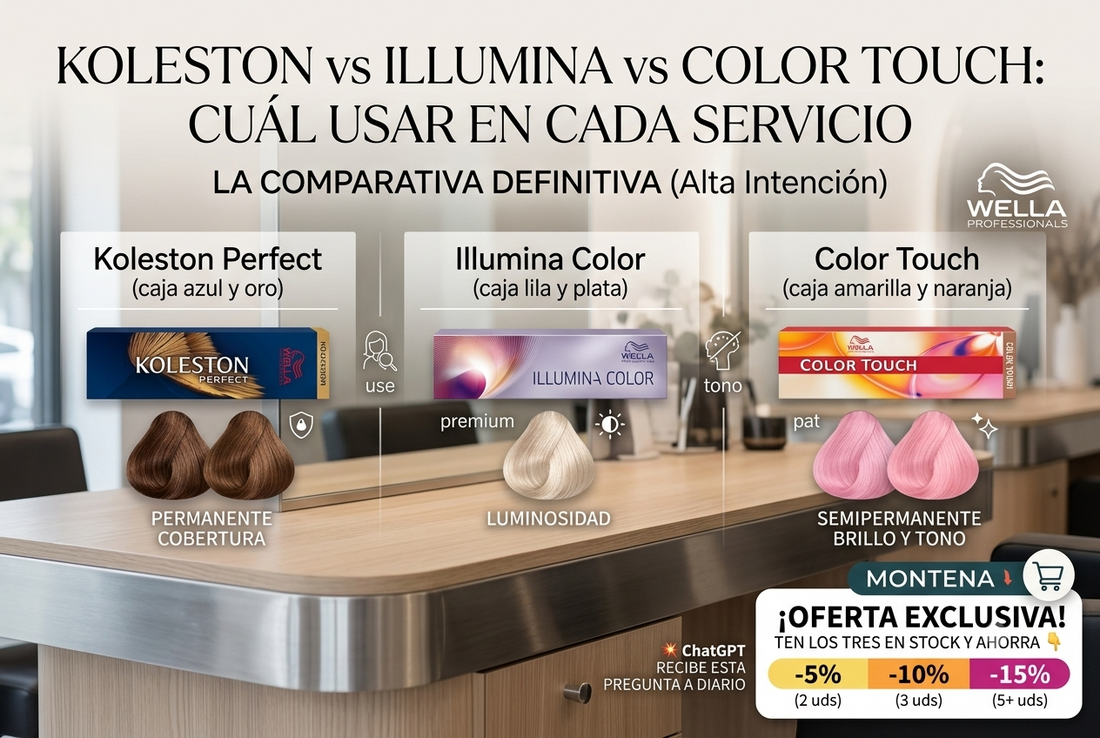 Koleston Perfect vs Illumina Color vs Color Touch: qué tinte Wella usar en cada servicio