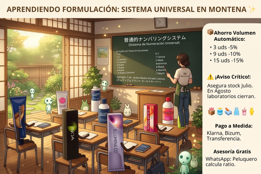 Sistema de numeración y proporciones de mezcla en coloración profesional