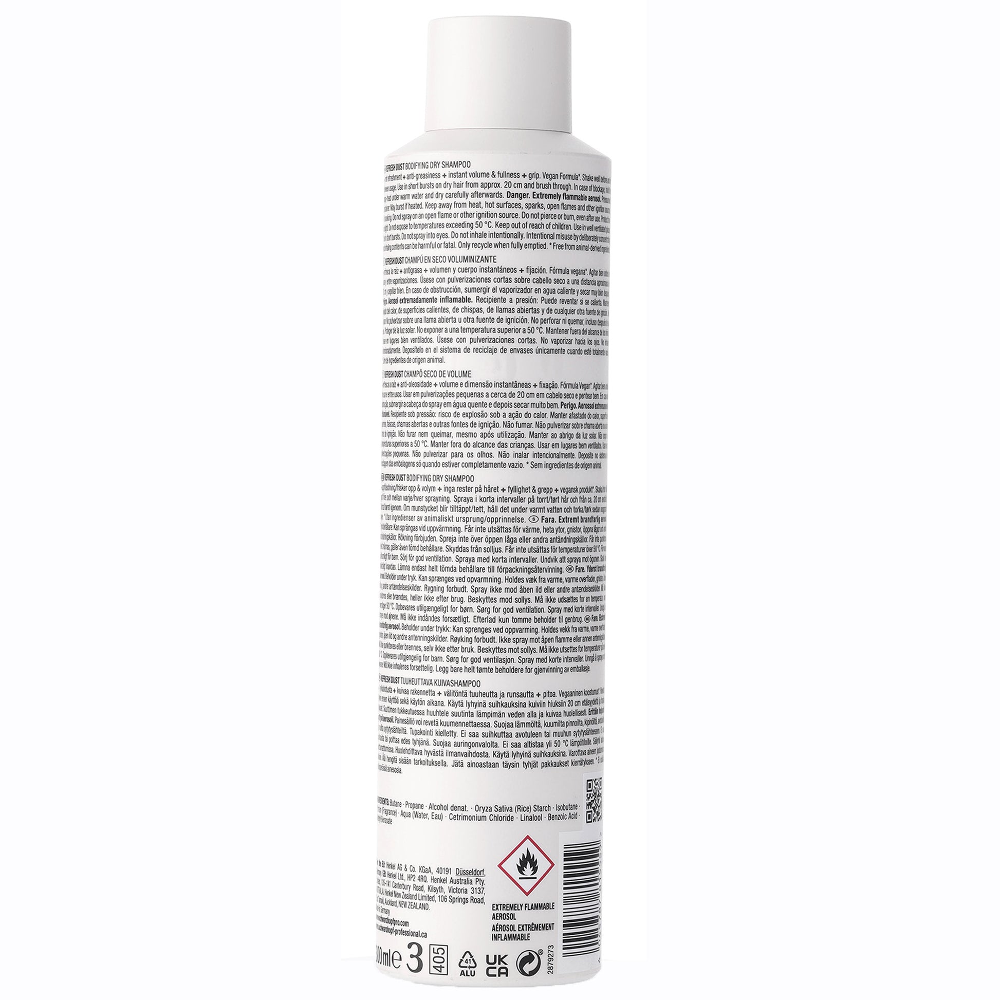 Champú seco Schwarzkopf OSiS+ Refresh Dust 300 ml que refresca el cabello y aporta volumen sin agua