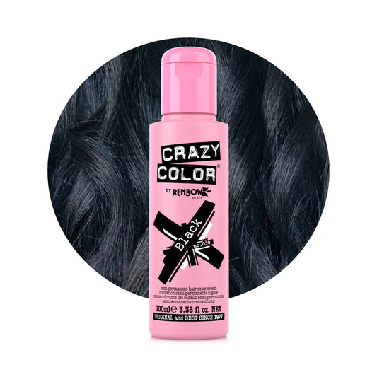 Crazy Color Tinte Semi-Permanente 100ml | Color Fantasía Profesional para Cabello Decolorado – tono Nº30 Black