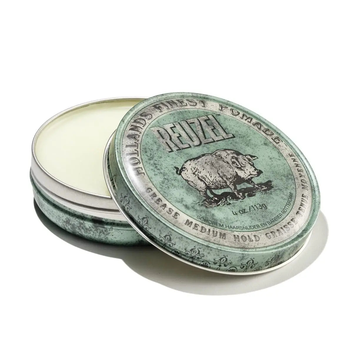 Reuzel Green Pomade Grease 113 g | Pomada Fijación Alta y Brillo Clásico Estilo Vintage