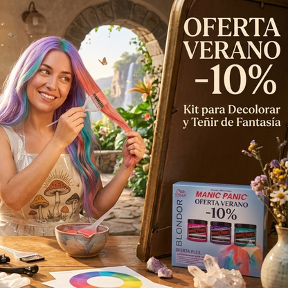 Kit para Decolorar y Teñir de Fantasía · Blondor + Manic Panic | Oferta Verano −10%