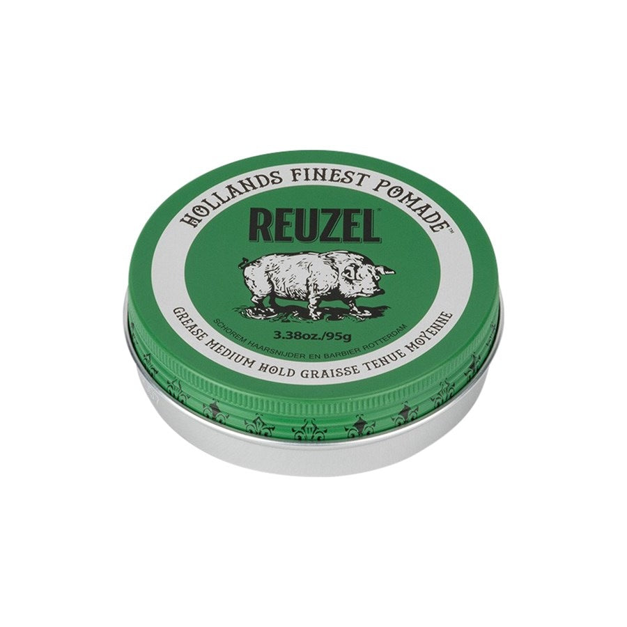 Reuzel Green Pomade Grease 113 g | Pomada Fijación Alta y Brillo Clásico Estilo Vintage